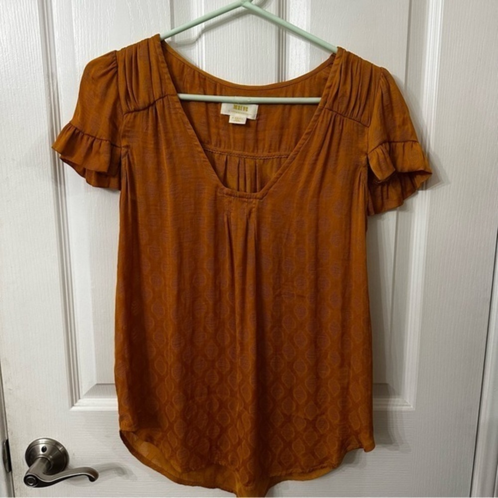 Maeve by Anthropologie Hailey Flutter Sleeve Top, size XS